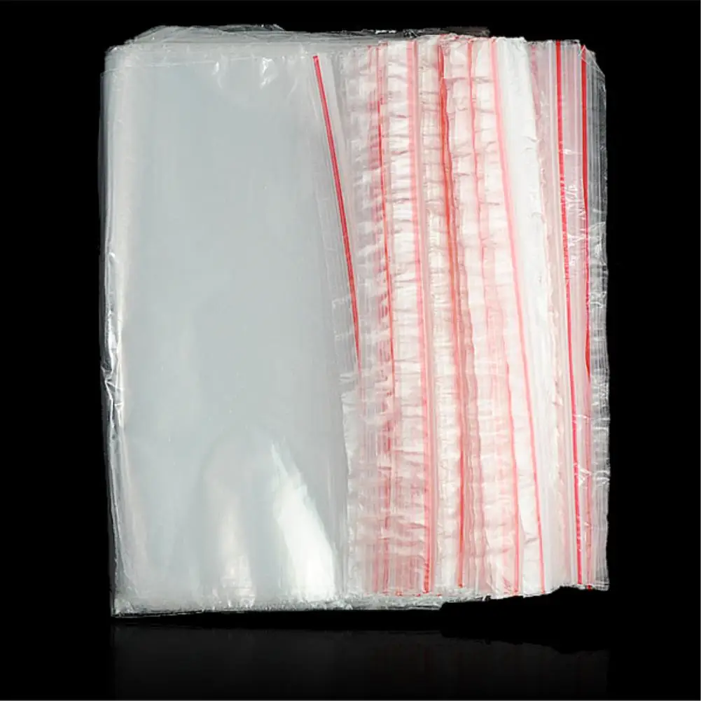 100 шт пластиковые пакеты для ювелирных изделий Ziplock замок на молнии многоразовый поли чистый упаковочный мешок разного размера