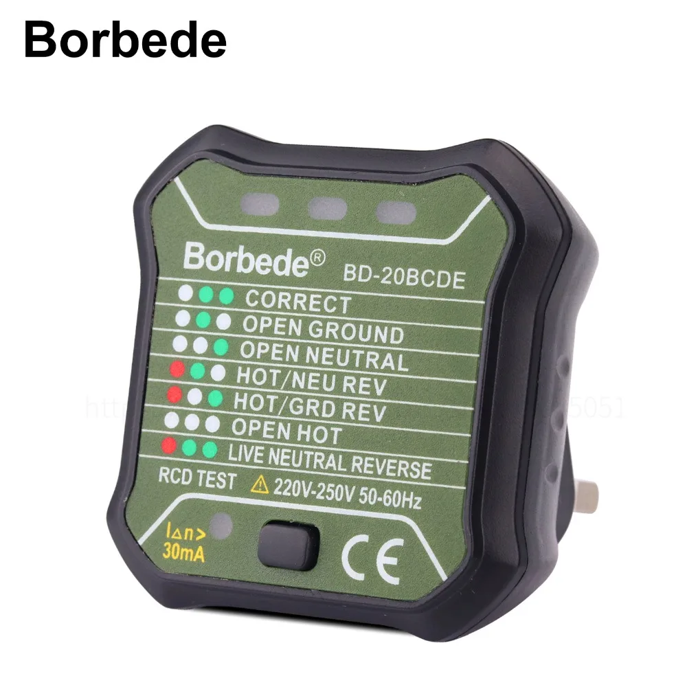 Выходной тестер Borbede GFCI автоматический детектор напряжения электрической цепи