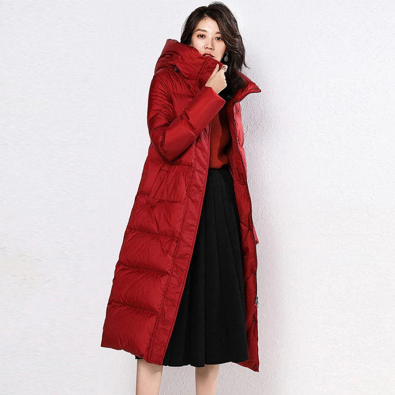 Winter Jacket Women Long Parka Thick Duck Down Coat 2019 Solid Hooded Warm Parkas Snow Waterproof Outwear | Женская одежда