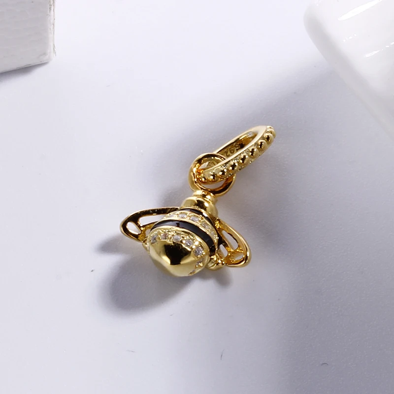2018 Spring European 100% 925 Sterling Silver Golden Bee Charms Fit Original Pandora Charm Bracelet DIY Fashion Jewelry | Украшения и