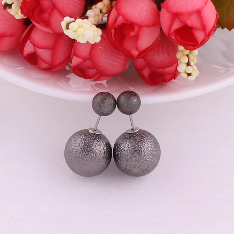 Серьги-гвоздики с крупными жемчужинами женские Классические двухсторонние