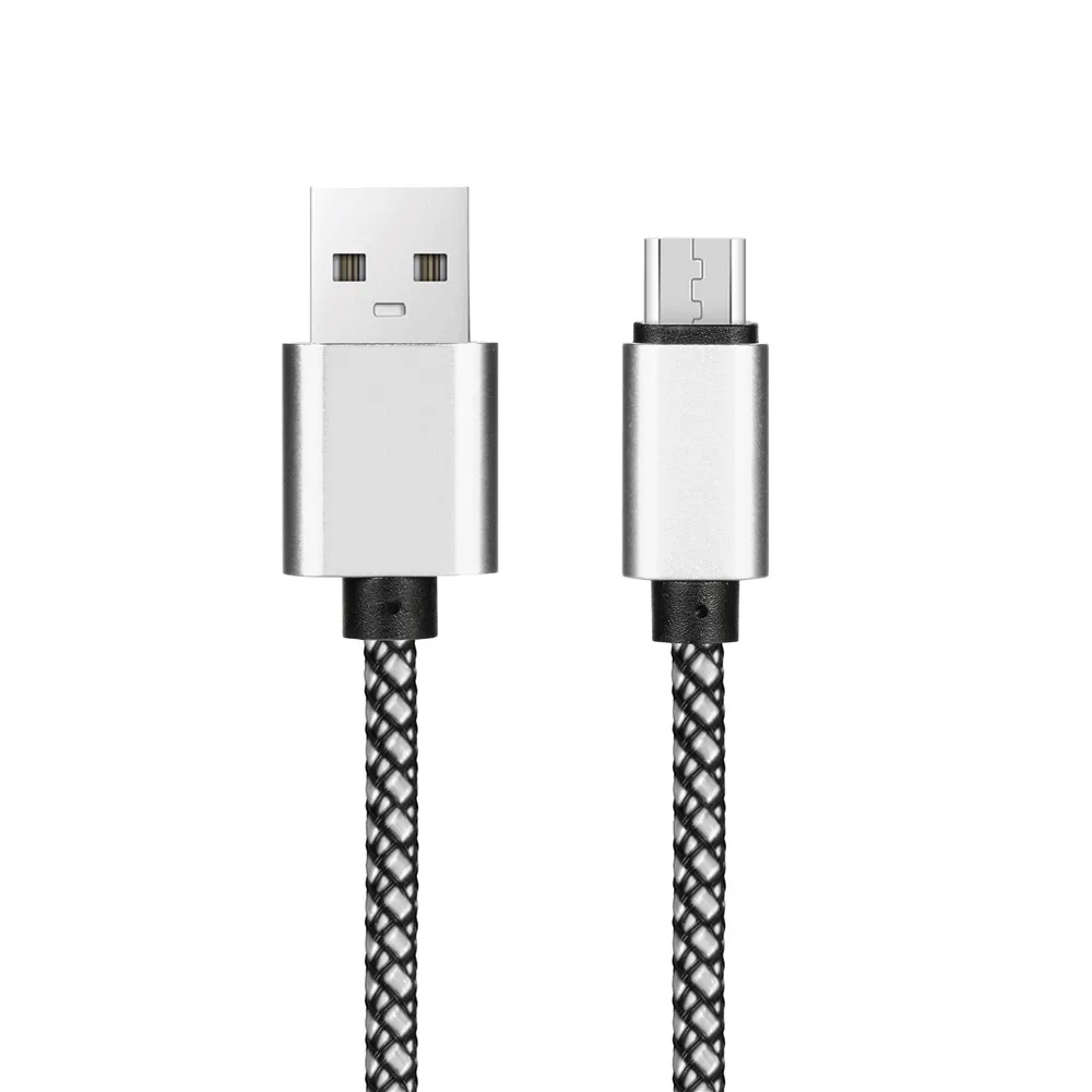Серебристый Universal Micro USB Charger Cable Charging Cord Compatible With Android Phone Charge Cables For Samsung For Huawei For Xiaomi - Цвет: Серебристый
