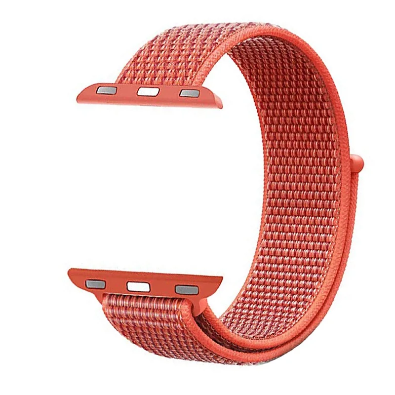 Nectarine Ремешок для Apple Watch, 38 мм, 42 мм, легкая регулировка, нейлоновый ремешок на липучке для браслетов Apple Watch, ремешок 4, 5, 40 мм, 44 мм - Цвет ремешка: Nectarine
