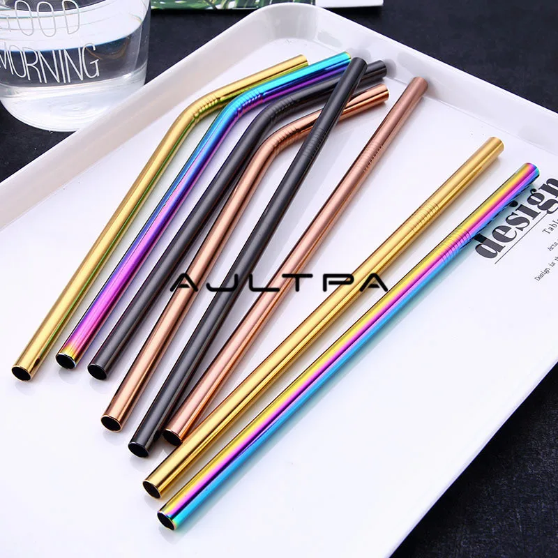 

1000pcs/lot High quality 215mmx8mm 304 Stainless steel Drinking Straw Reusable Juice Straws Eco Friendly Metal Straw Factory who