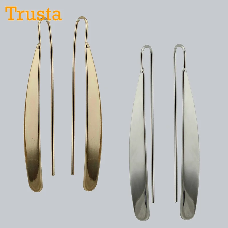 Trusta Лидер продаж Бесплатная доставка модные золотые/серебряные серьги 2 3