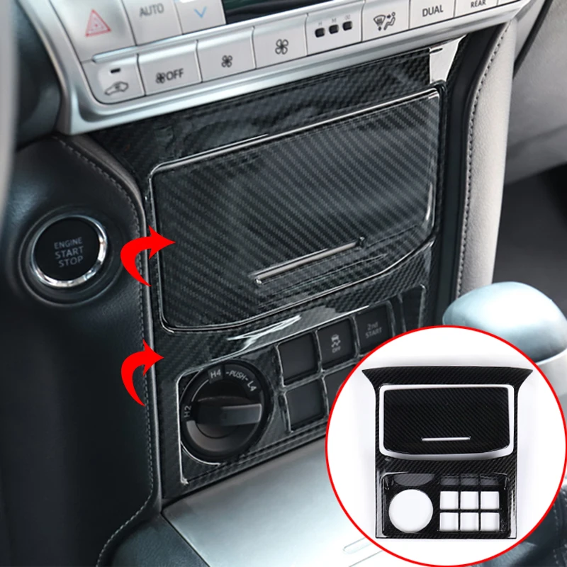 Для Toyota Land Cruiser Prado FJ150 ABS углеродного волокна шаблон центральной консоли коробка для хранения, отделка крышки автомобиля Стайлинг 2 шт