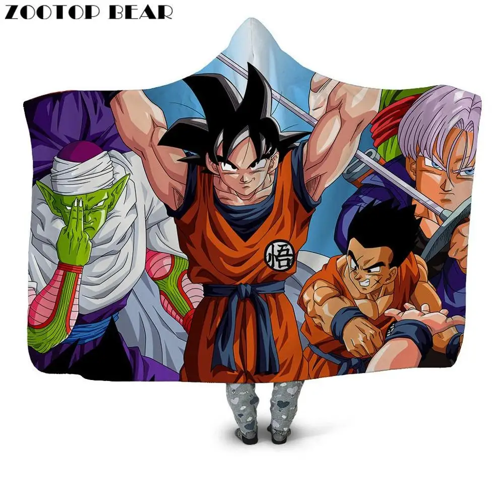 Goku одеяло с капюшоном мягкие взрослые домашние модные мяч Дракон аниме 3D печать офисные одеяла портативный Прямая носимые постельные принадлежности - Цвет: HB124C