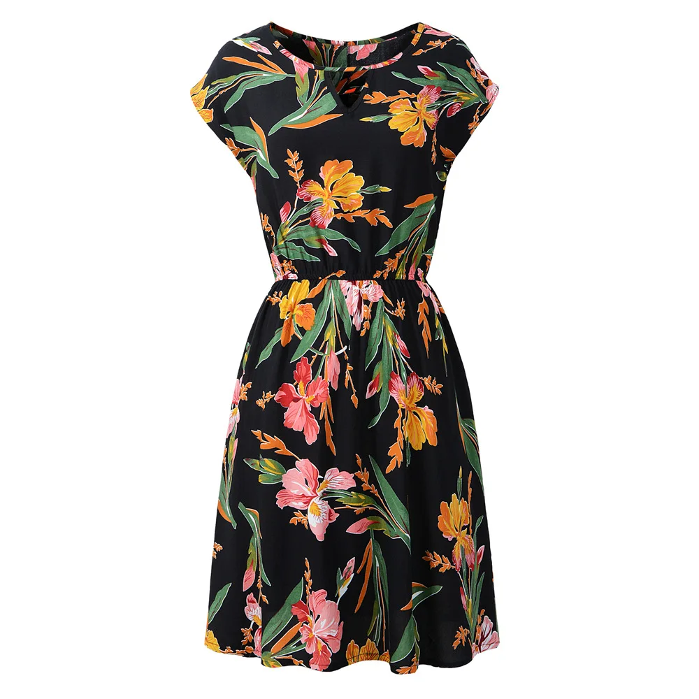 Summer Floral Dress short sleeve print sundress casual Bohemian Robe A-Line holiday vestidos de fiesta large size beach sukienka | Женская