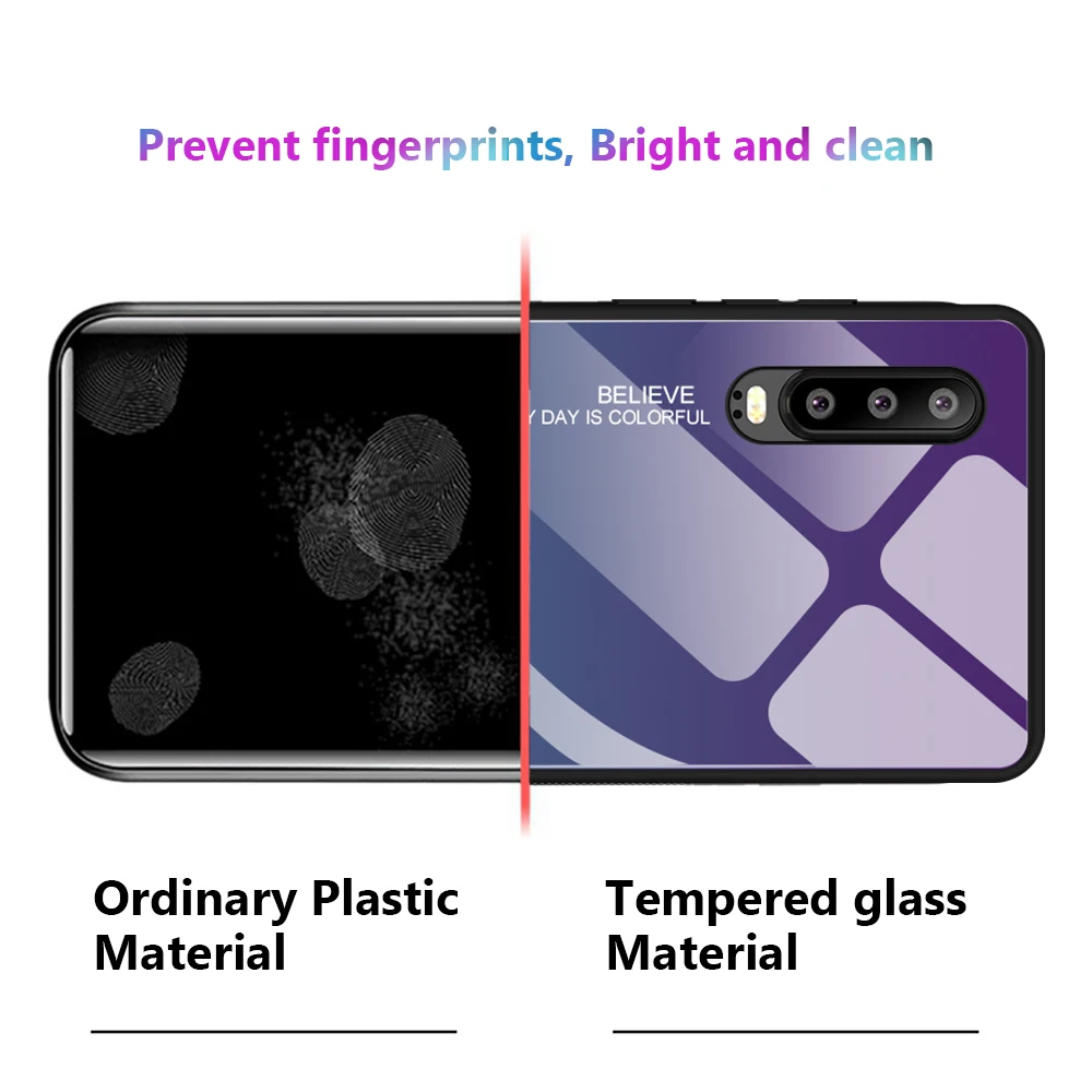 Чехол из закаленного стекла для Huawei P30 P20 Pro Lite Nova 3 3i 4 4E Цветной силиконовый чехол с