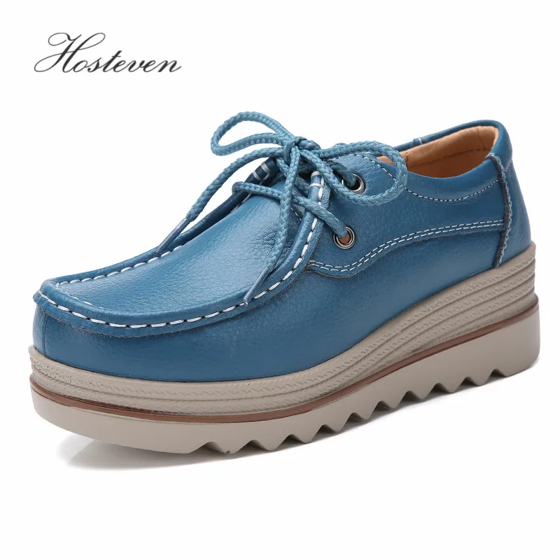 Hosteven/Женская обувь кроссовки лоферы мокасины балетки из натуральной кожи