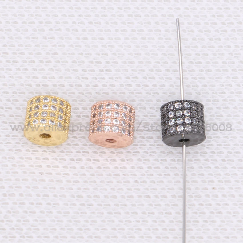 8Pcs Micro pave Cubic Zircon Charm Handcrafted Cylinder shape tiny Bracelet Accessories mix colors jewelry finding 1546 | Украшения и