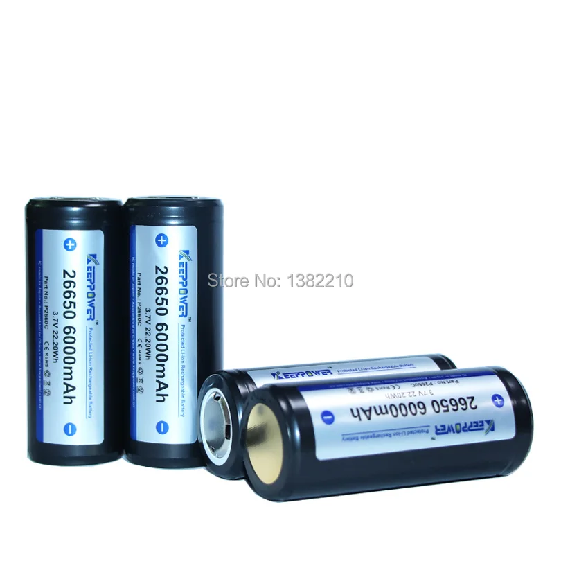 Keeppower 10PCS/LOT 2018 New Model 3.7V 26650 ICR26650 6000mAh High Drian Protected Flashlight Battery Diameter is 26.9mm | Электроника