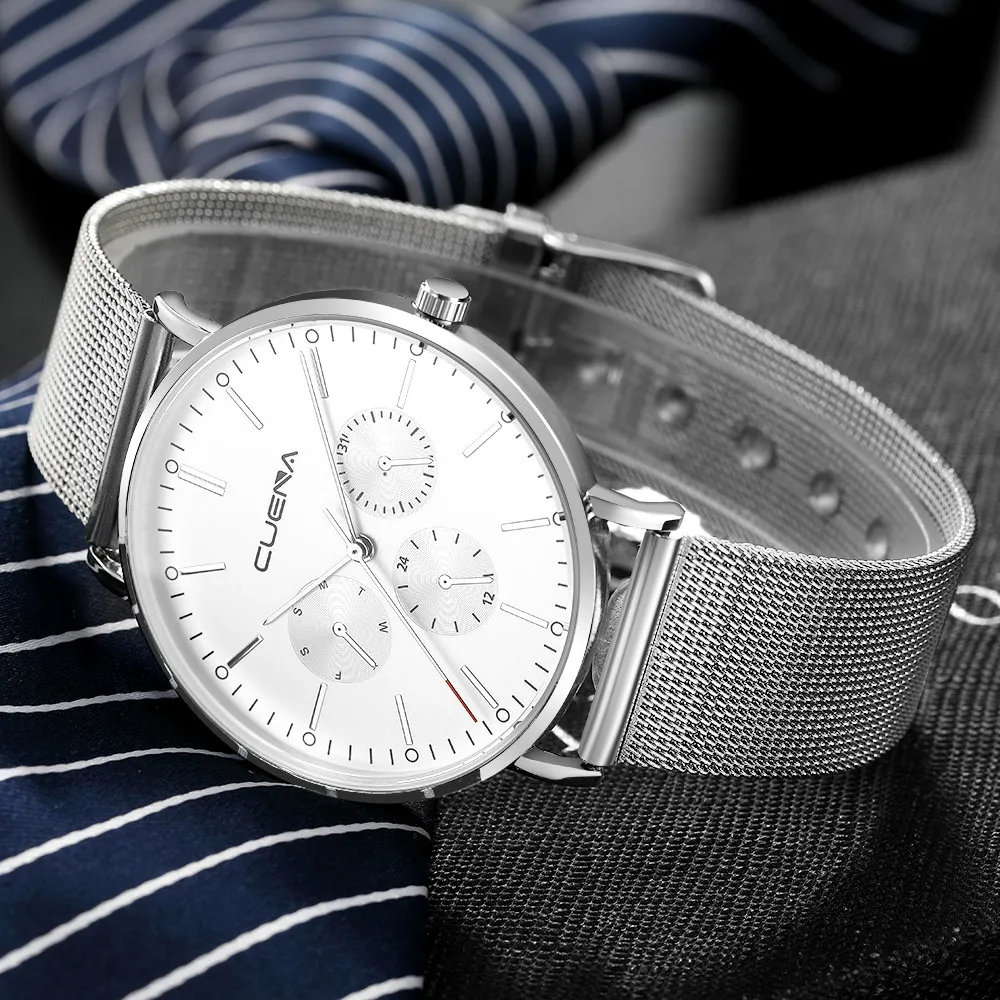 

2019 Fashion Mens Watch Slim Mesh Steel Waterproof Wristwatches For Men Quartz Sports Watch Clock Masculino