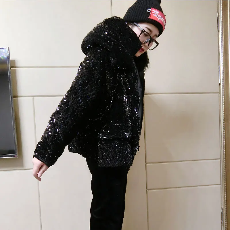 Базовое пальто с блестками зимняя куртка женские короткие парки 2021 теплые