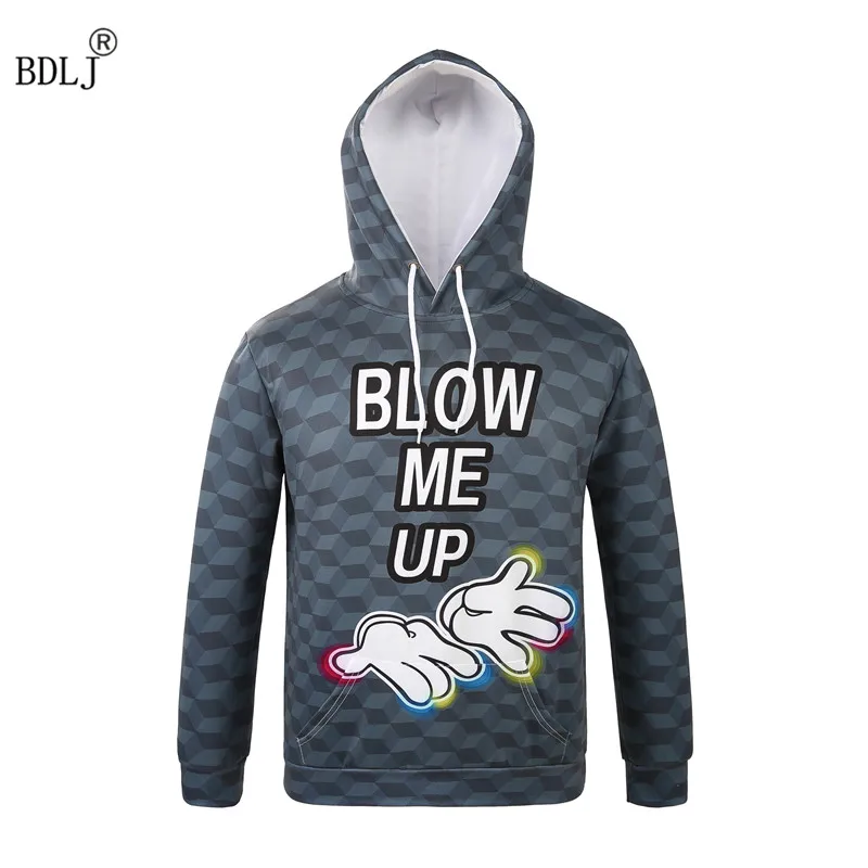 Лидер продаж мужской пуловер BDLJ в стиле хип-хоп с длинными рукавами и 3D рисунком