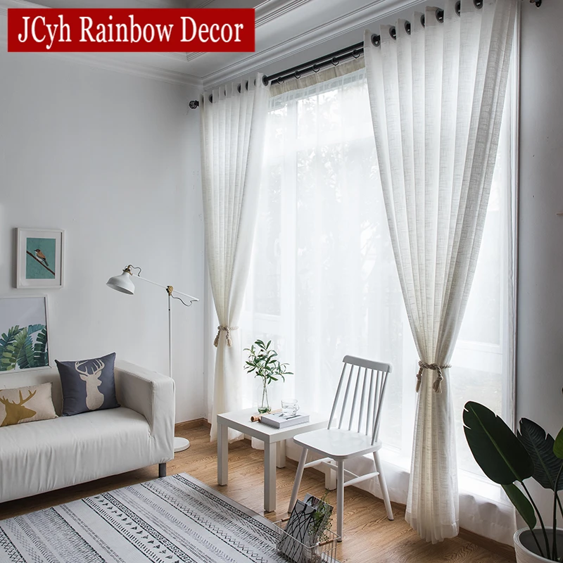 JCyh льняные белые тюлевые шторы для гостиной спальни кружевные занавески окон