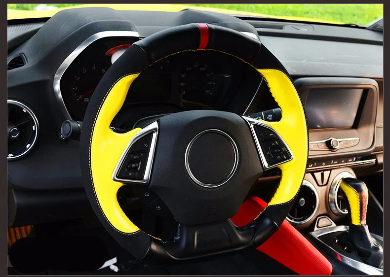AOSRRUN Кожаные чехлы на руль, автомобильные аксессуары для Chevrolet Camaro, шестое поколение,-настоящее время