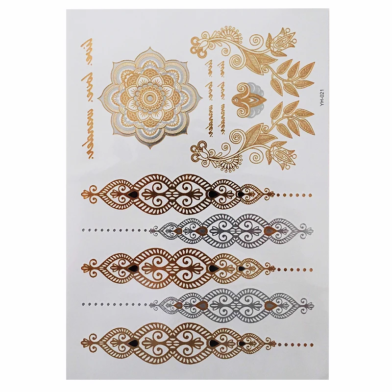 Временная вспышка Einmal Татуировка классическая золотая повязка Hals Kette Henna 25teilig NEU