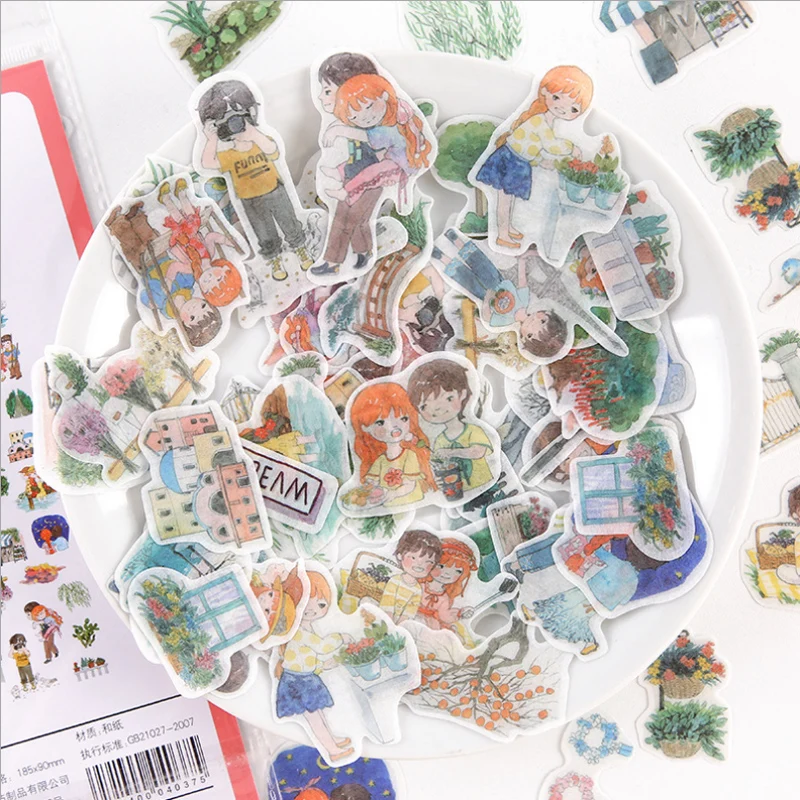 40 шт./лот мой номер мультфильм девушка цветок бумажная наклейка украшения