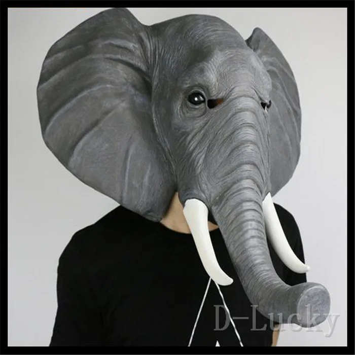 

New Halloween Props Adult Elephant Masks Animal Full Latex Masquerade Birthday Party Rubber Silicone Face Mask Fancy Dress