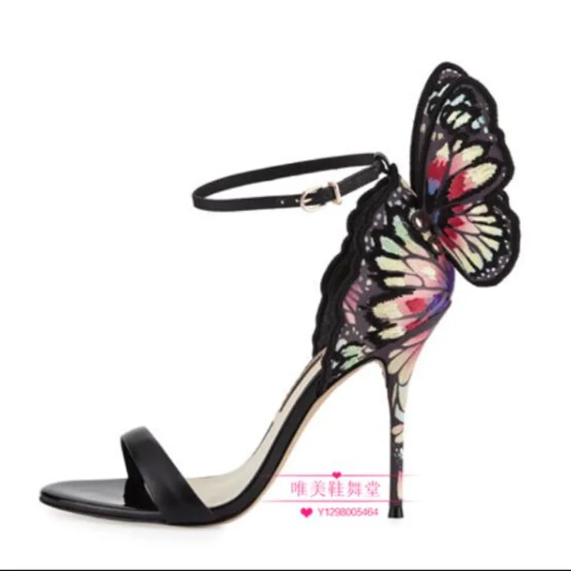Великолепные женские босоножки с бабочками туфли на высоком каблуке-шпильке