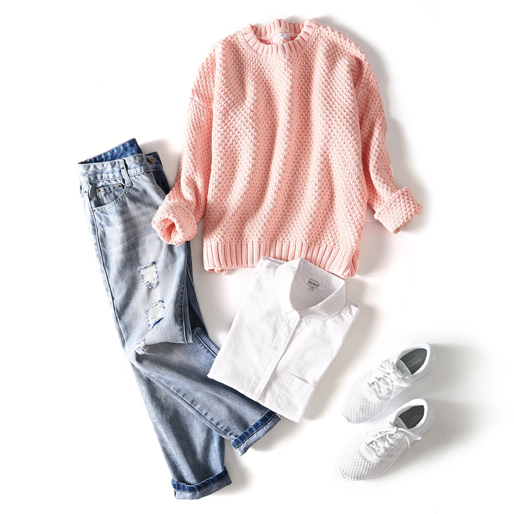 Грубой шерстяной свитер 2017 Женский рукав головы свободные блузки осень