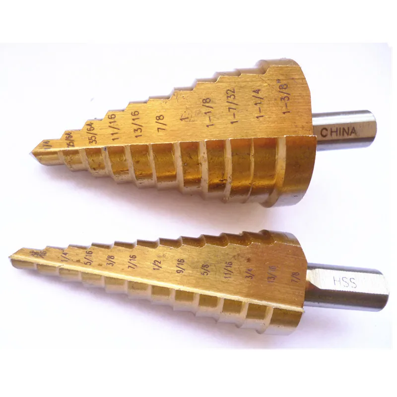 2 шт. Титан покрытием высокого Скорость Сталь шаг сверла развертка шагнул Core