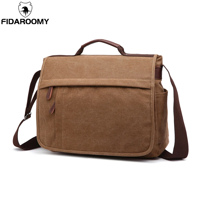 Сумка-мессенджер через плечо для ноутбука 15 6 дюйма Мужская холщовая