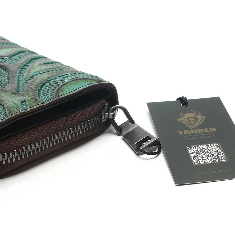 Женский кошелек на молнии из натуральной кожи в стиле ретро Tauren Accordion|wallet women|pattern