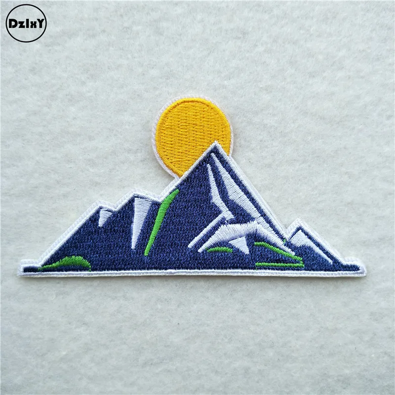 Вышитые нашивки Sunrise Mountain Peak для футболки железная полосатая одежда наклейки