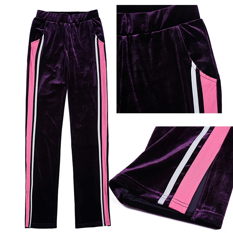 

2018 autumn and winter women's fashion velvet fleece tops wide-legged pants suits female Hooded jacket+velvet pants 2 piece sets