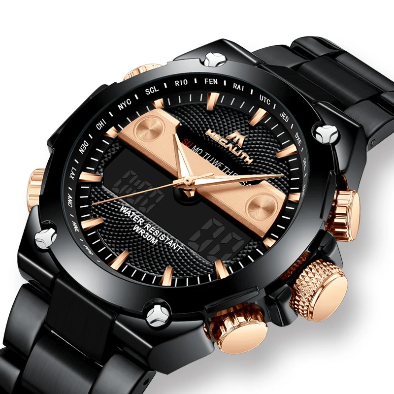 MEGALITH Военные Спортивные Цифровые мужские часы Роскошный водонепроницаемый