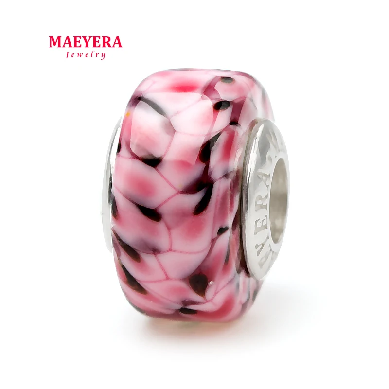 MAEYERA ювелирные изделия настоящее S925 ядро лампворк бусины розовый Пятнистое пятно