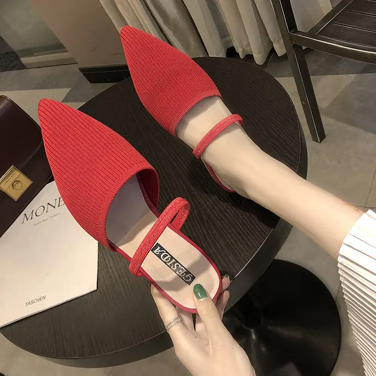 Вязаные эластичные домашние тапочки на низком каблуке 2 5 см женские обувь для