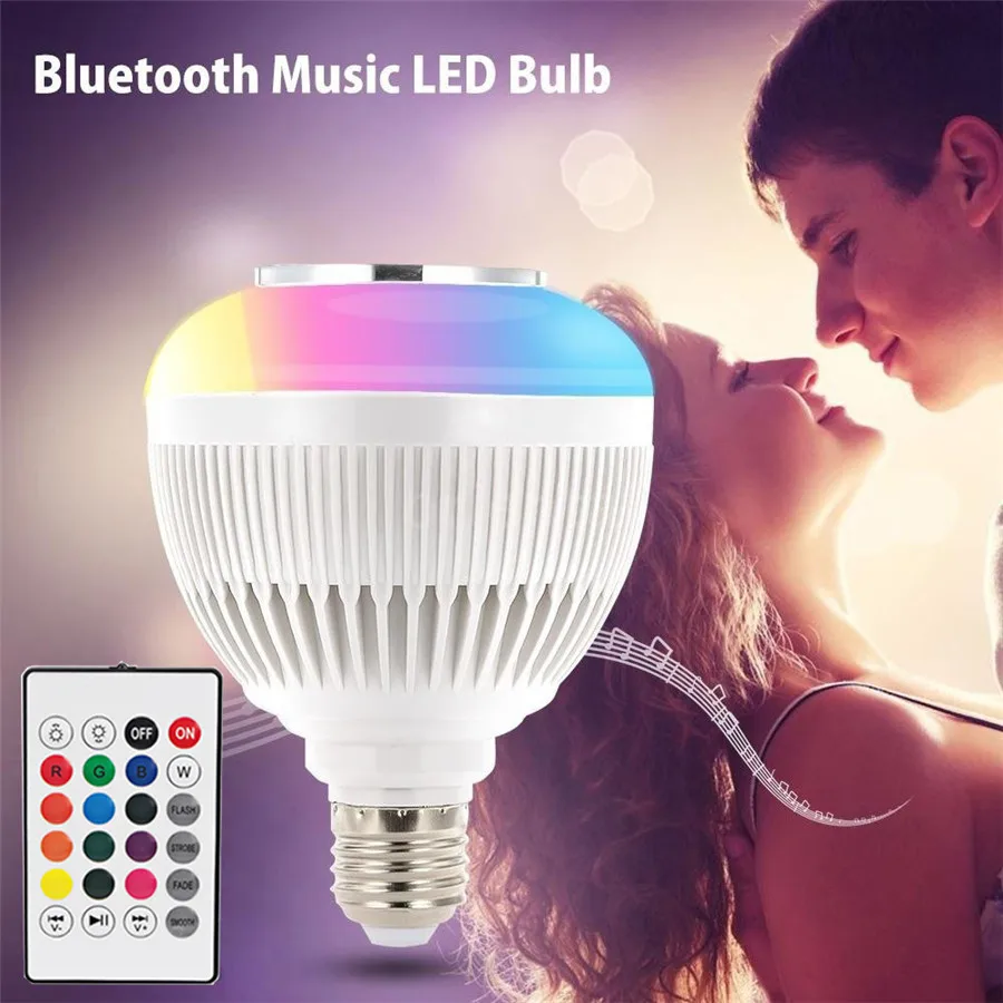BEIAIDI E27 12 Вт RGB Bluetooth спикер лампы с пультом дистанционного управления AC85V-265V