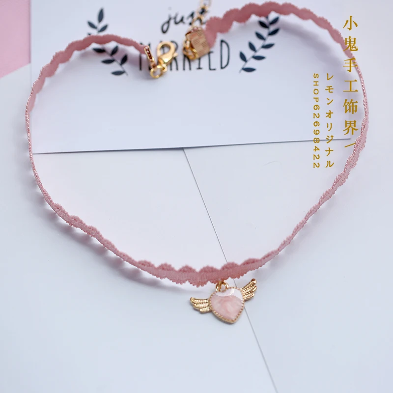 necklace Цветная пудра голубая мечта японская ручная шпилька для волос с бантом мягкие украшения в виде бантов головной убор Лолита - Цвет: necklace