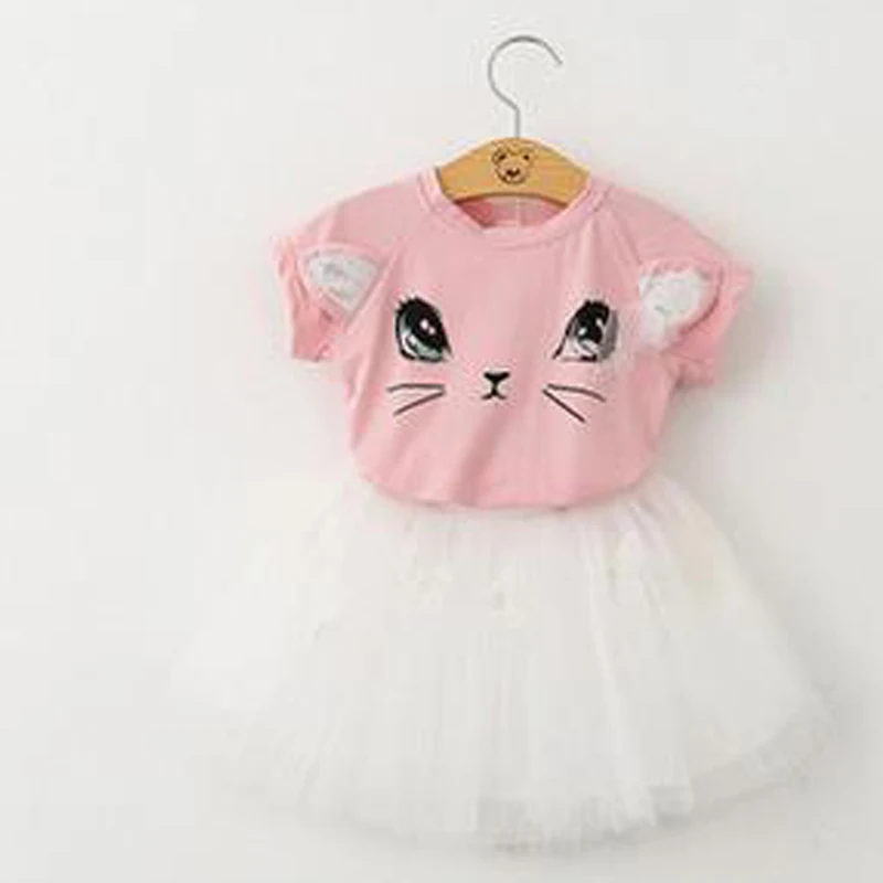 Летняя детская одежда спортивный костюм комплекты одежды для девочек футболка +