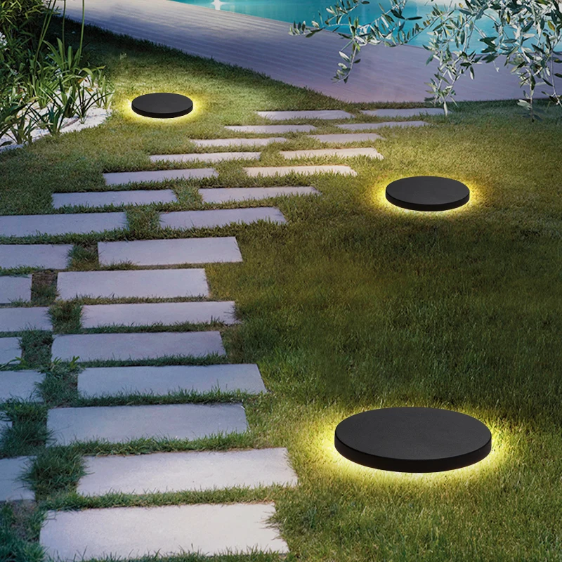 Круглая Светодиодная лампа для лужайки уличная современная светодиодная