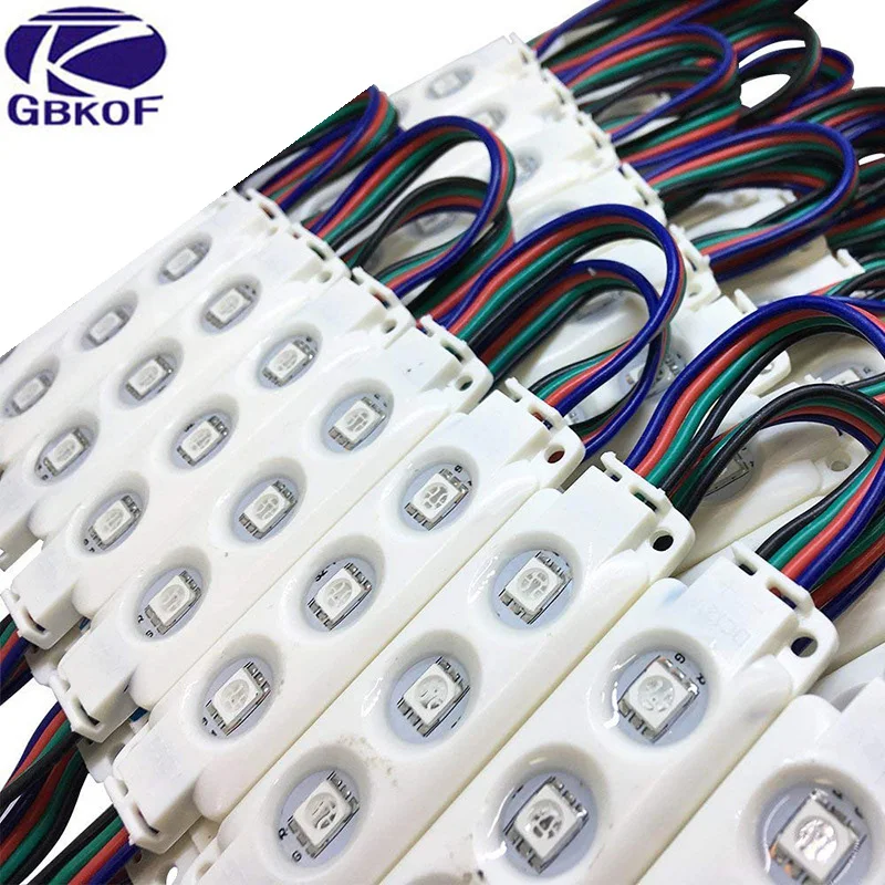 Светодиодный модуль GBKOF водонепроницаемый RGB 12 В 20 шт./лот 5050 3 светодиода | Лампы и