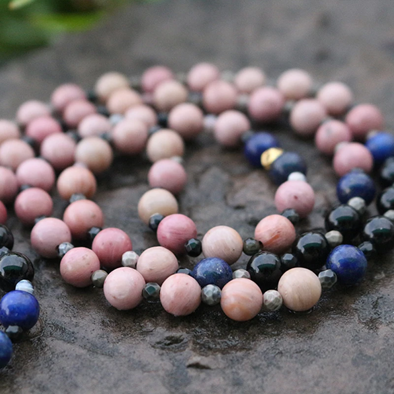 100% 6 мм бусины из натурального камня родрохрозит ожерелье японской Мини мантра