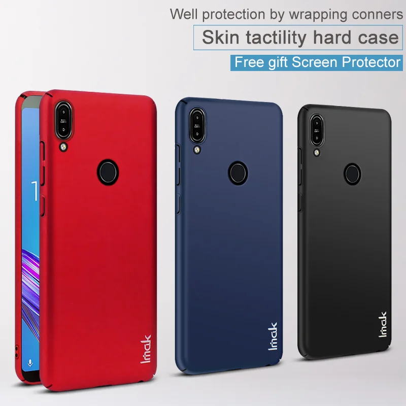 IMAK Jazz тонкий кожаный тактильный жесткий чехол для телефона Asus ZB601KL пленка Zenfone Max