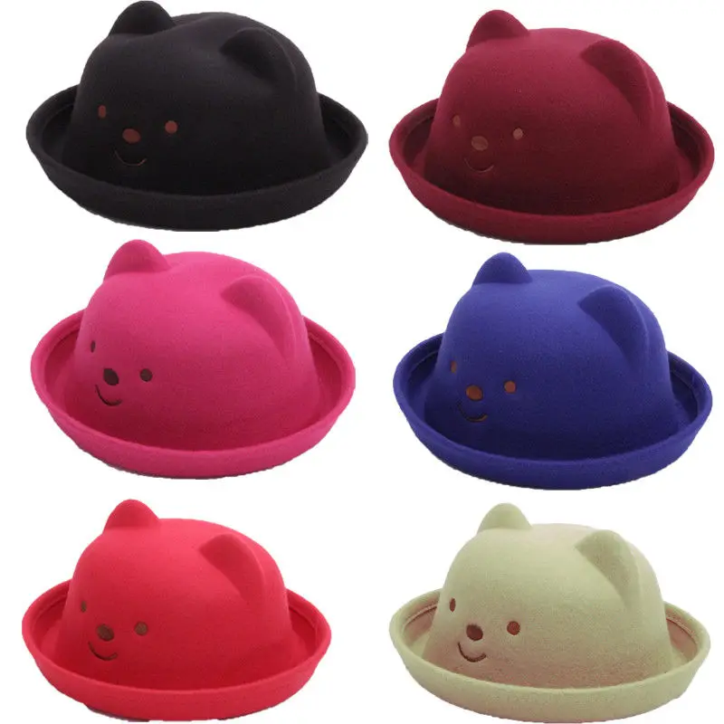 Newborn Toddler Baby Kids Girl Boy Fashion Bear Hats Visor Little Ear Cap Warm Hat Cute Babies Kid Cartoon Caps Wool Hat