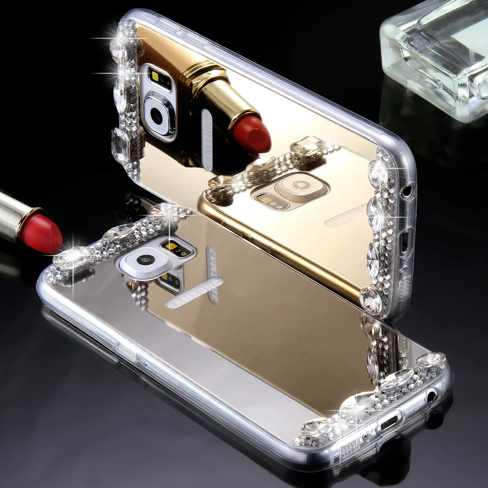 KISSCASE роскошный Алмазный чехол для Samsung Galaxy A5 A7 A3 J5 J7 2016 S6 S7 Edge зеркальный