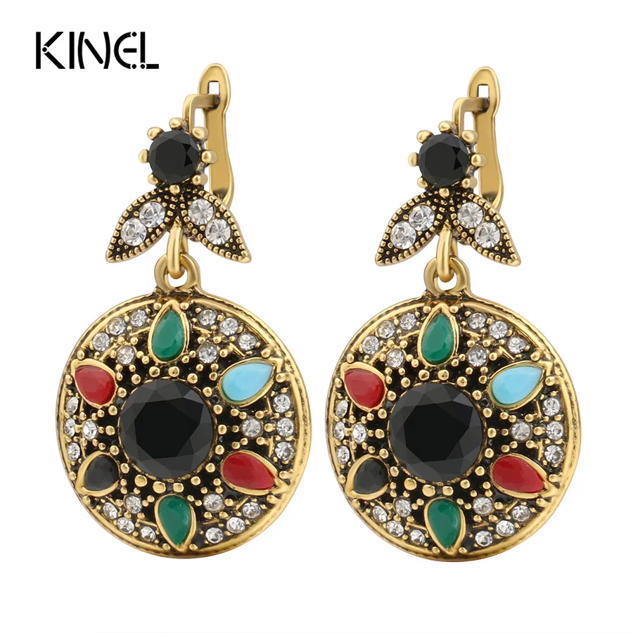 Женские богемные серьги модные летние разноцветные Круглые подвески винтажные