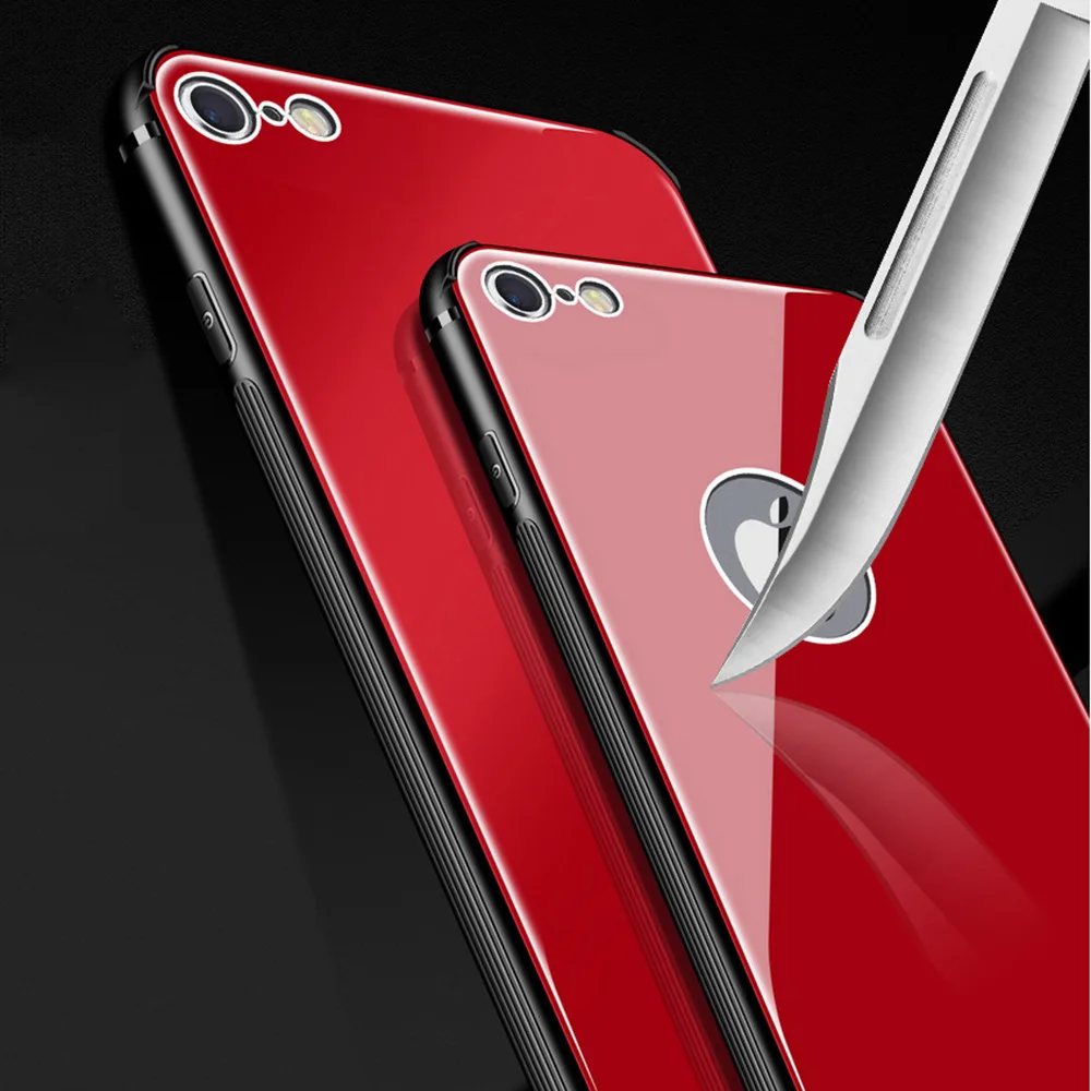 Toughened Glass Phone Case For Iphone 6 6plus 6s 6splus TPU Edge Tempered Back Cover Anti-fall Protective Sleeve |