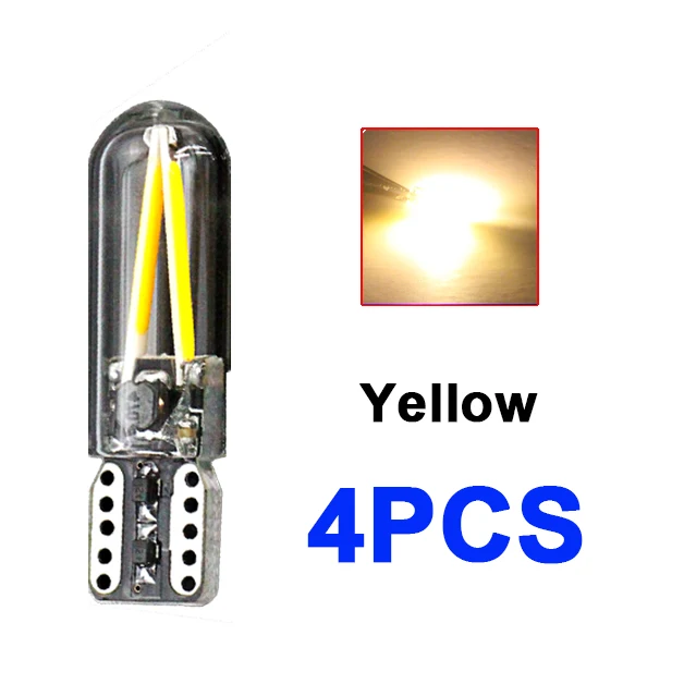 Yellow 12v Новые 4 шт. 12v без полярности Canbus T10 светодиодный лампы W5W светодиодный 194 192 168 лампа теплый белый с украшением в виде кристаллов льда синего, зеленого, красного, розового, авто - Испускаемый цвет: Yellow 12v