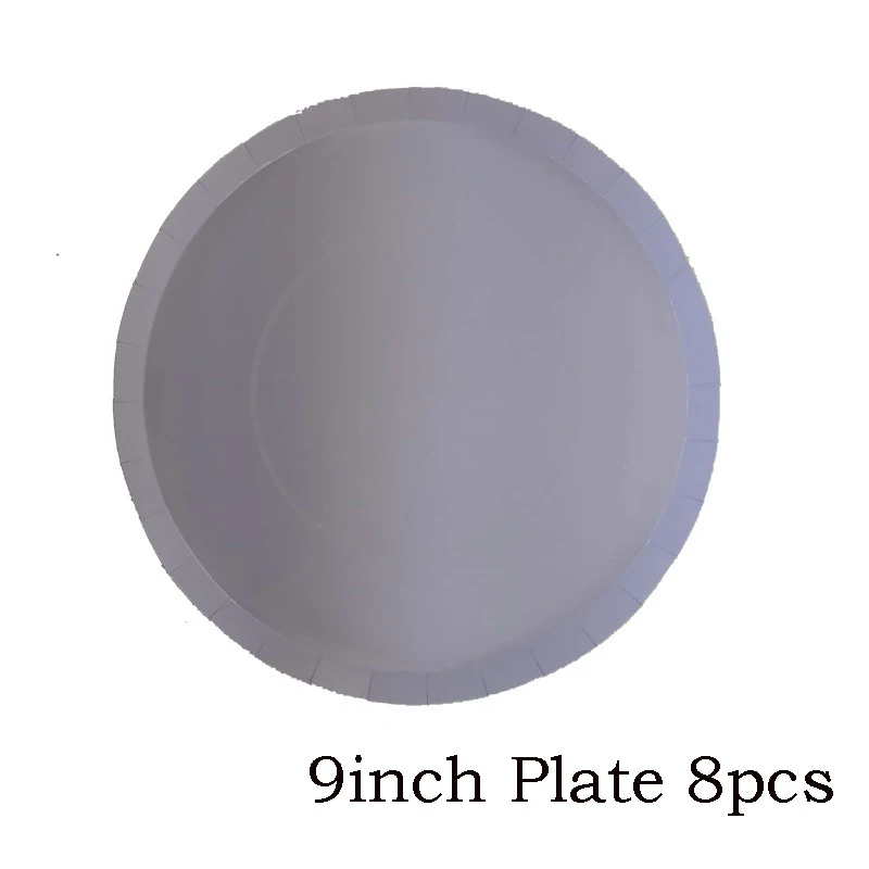 9inch plate purple 8 шт. одноразовая посуда, одноцветные бумажные тарелки для вечеринки, тарелка для торта, свадебные украшения для дня рождения - Цвет: 9inch plate purple