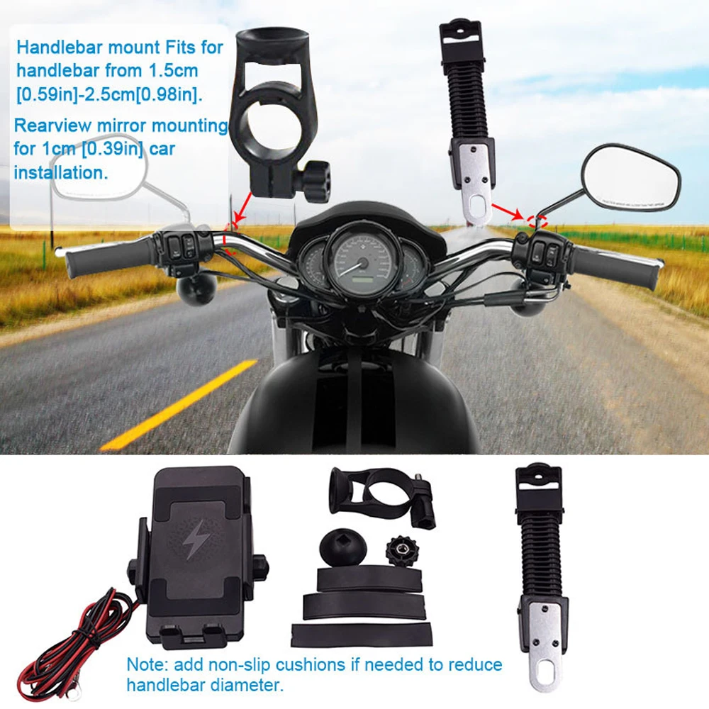 

Universal Wireless charging phone holder For BMW R1200GS YAMAHA MT07 MT09 MT10 Kawasaki z900 z1000 Motorbike Wireless charging