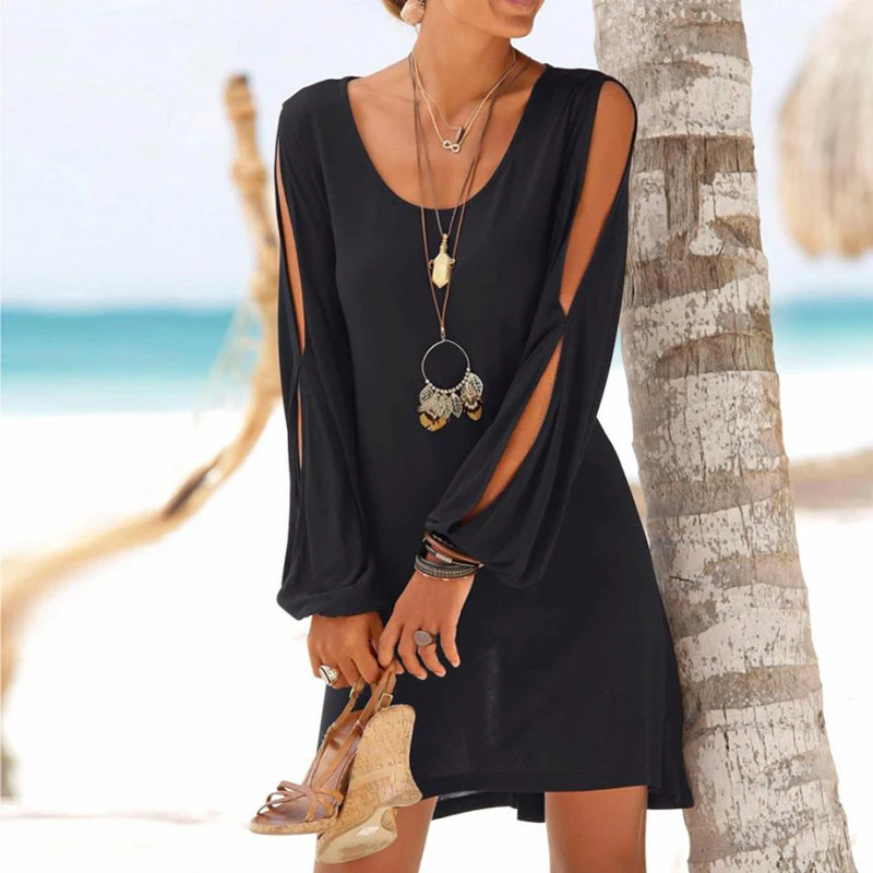 ELSVIOS для женщин на каждый день с О-образным вырезом открытой спинкой одежда