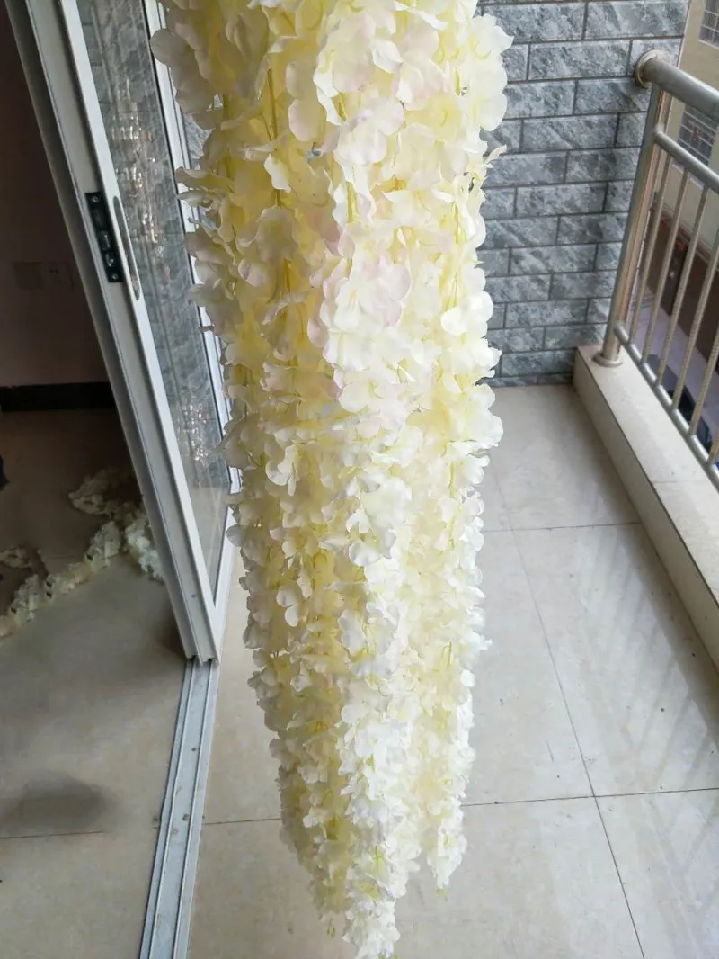 milk white pink Высококлассные Искусственные цветы гортензии вицинии цветы лозы свадебные арки marige вечерние гирлянды Цветочные украшения из ротанга - Цвет: milk white pink